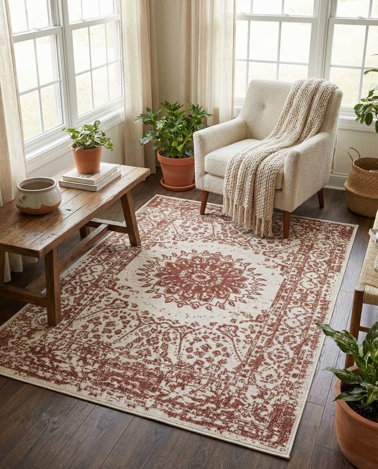 Detail image of 4' x 6' Easy-Clean Traditional Indoor / Outdoor Rug