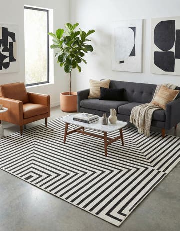10' x 10' Easy-Clean Modern Indoor / Outdoor Square Rug