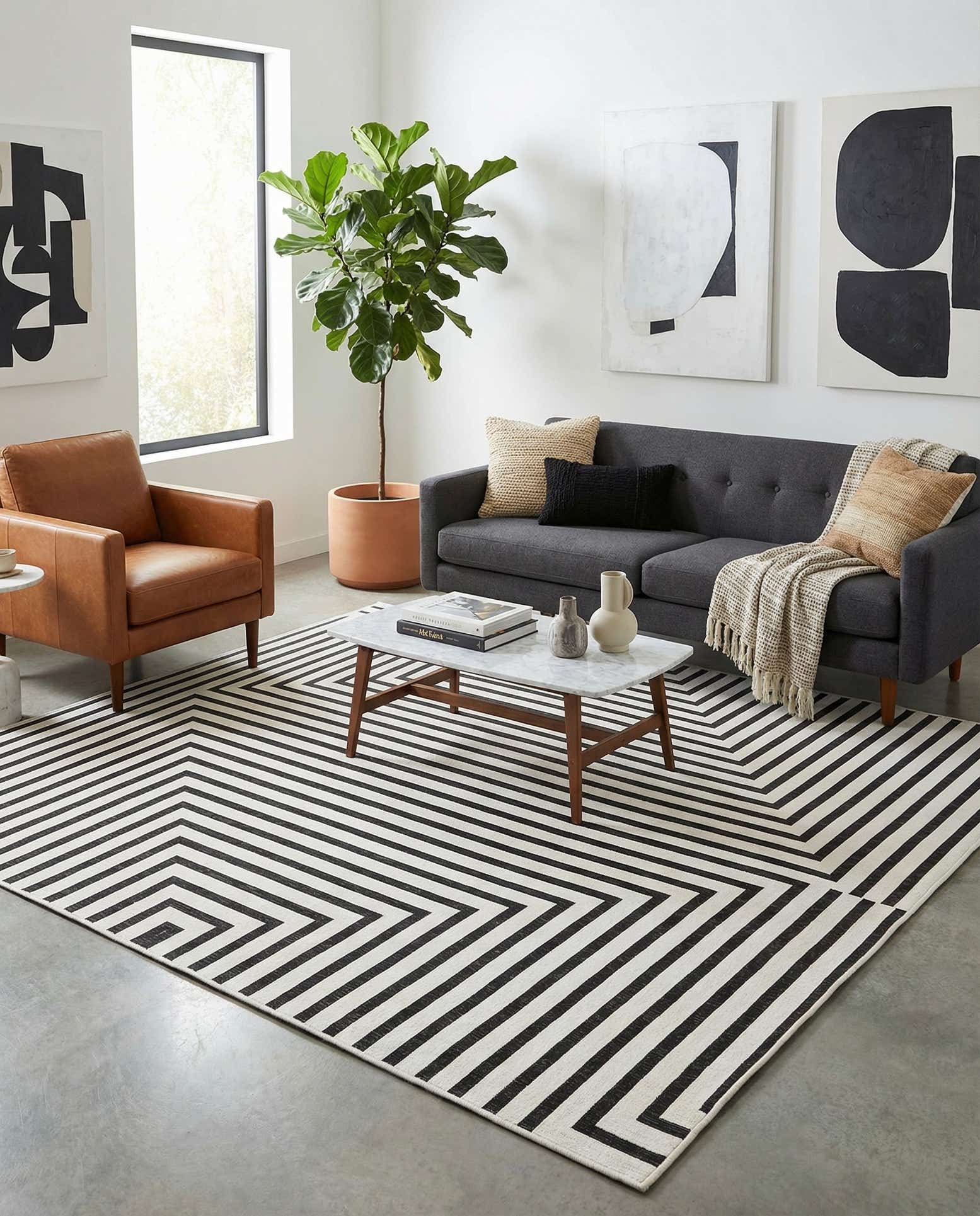 10' x 10' Easy-Clean Modern Indoor / Outdoor Square Rug