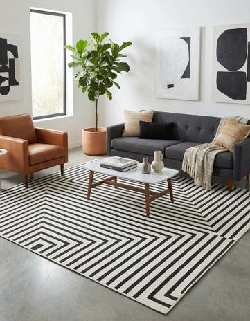 10' x 10' Easy-Clean Modern Indoor / Outdoor Square Rug