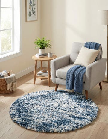 Blue Serenity Shag Round Rug