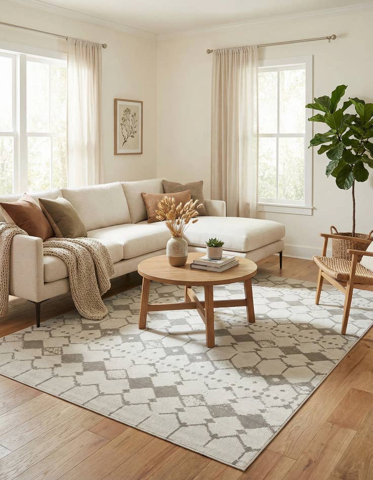 Detail image of 6' x 9'  Washable Trellis Indoor / Outdoor Rug