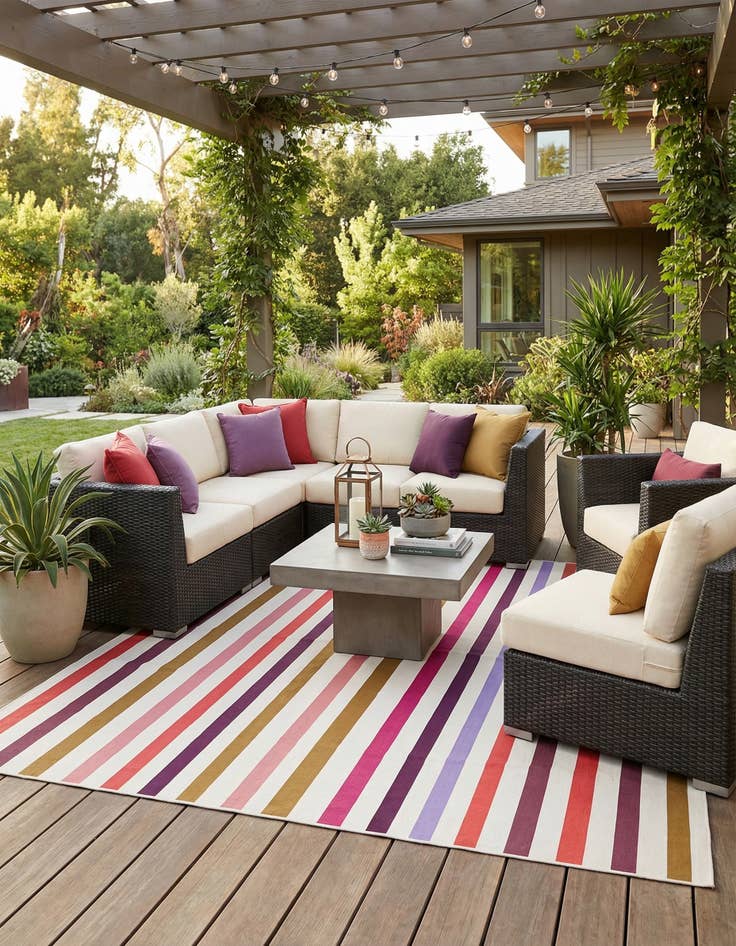 Detail image of  10' x 10'  Washable Ribbon Indoor / Outdoor Square Rug