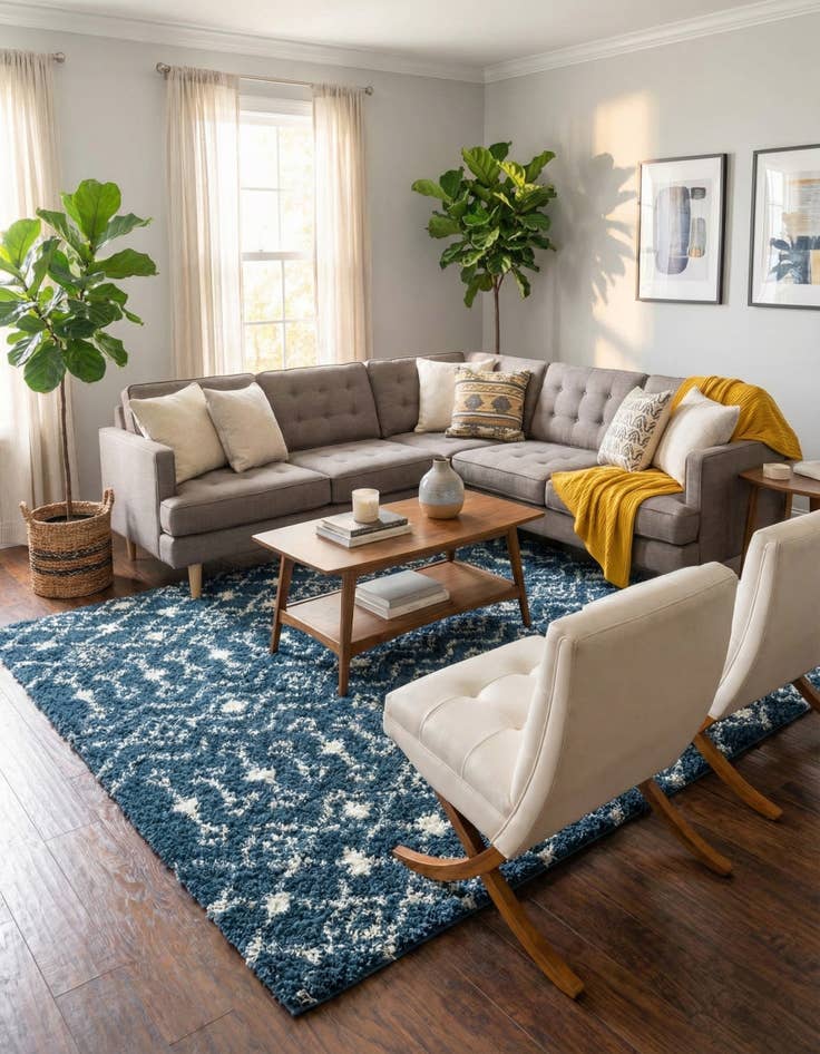 Detail image of  10' x 13' Moroccan Trellis Shag Rug