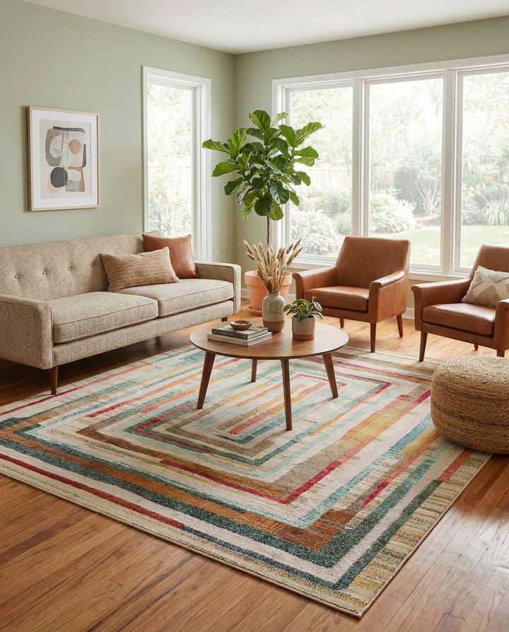 7' 10 x 7' 10 Easy-Clean Casablanca Indoor / Outdoor Square Rug