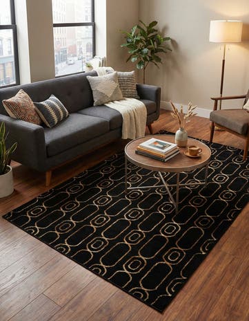 Black and Gold Vogue Geo Rug