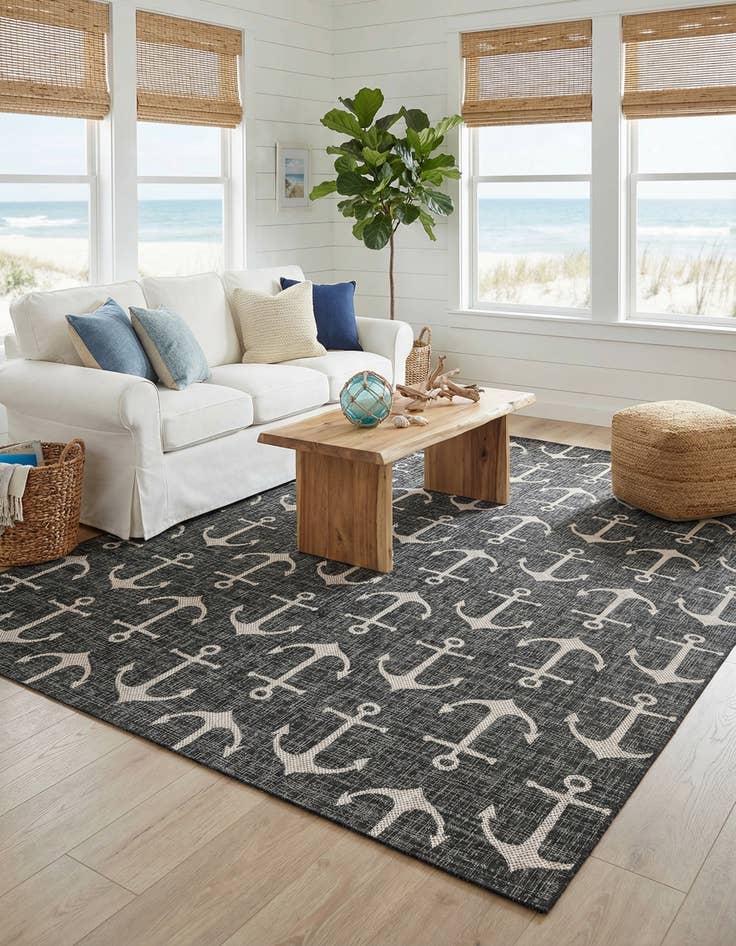 Detail image of 10' x 13'  Washable Coastal Indoor / Outdoor Rug