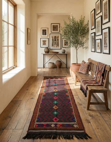 2' 7 x 8' 5 Hand Knotted Kilim Fars Persian Wool Runner Rug