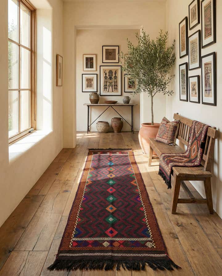 2' 7 x 8' 5 Hand Knotted Kilim Fars Persian Wool Runner Rug