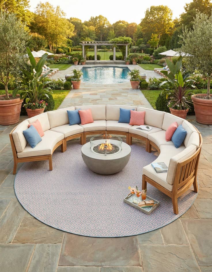 Detail image of 13' x 13'  Washable Jill Zarin Costa Rica Indoor / Outdoor Round Rug