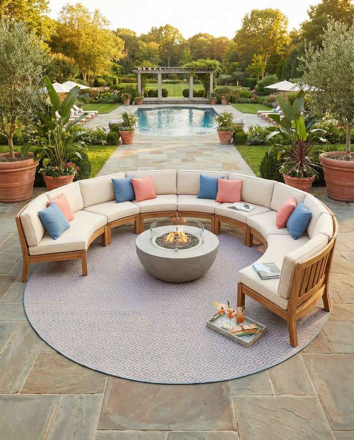 13' x 13' Easy-Clean Jill Zarin Costa Rica Indoor / Outdoor Round Rug