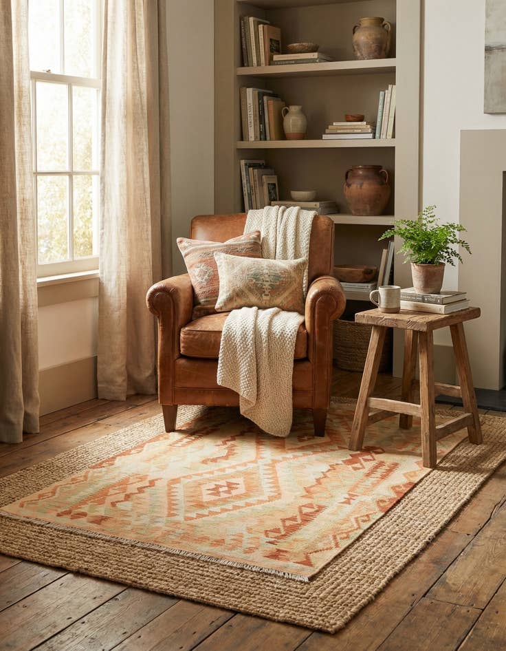 Detail image of 3' 3 x 5' 2  Hand Woven Kilim Waziri Wool Rug