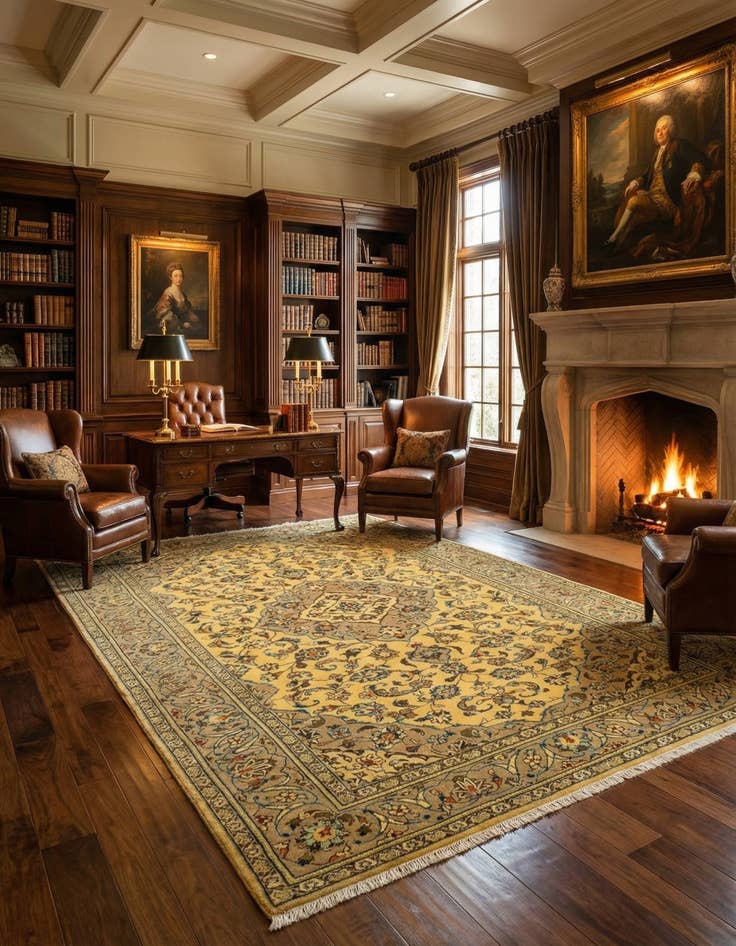 Detail image of 6' 4 x 9' 9  Hand Knotted Kashmar Persian Wool Rug