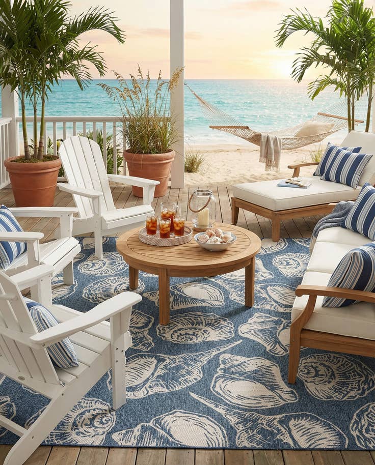 Detail image of 9' x 12' Easy-Clean Coastal Indoor / Outdoor Rug