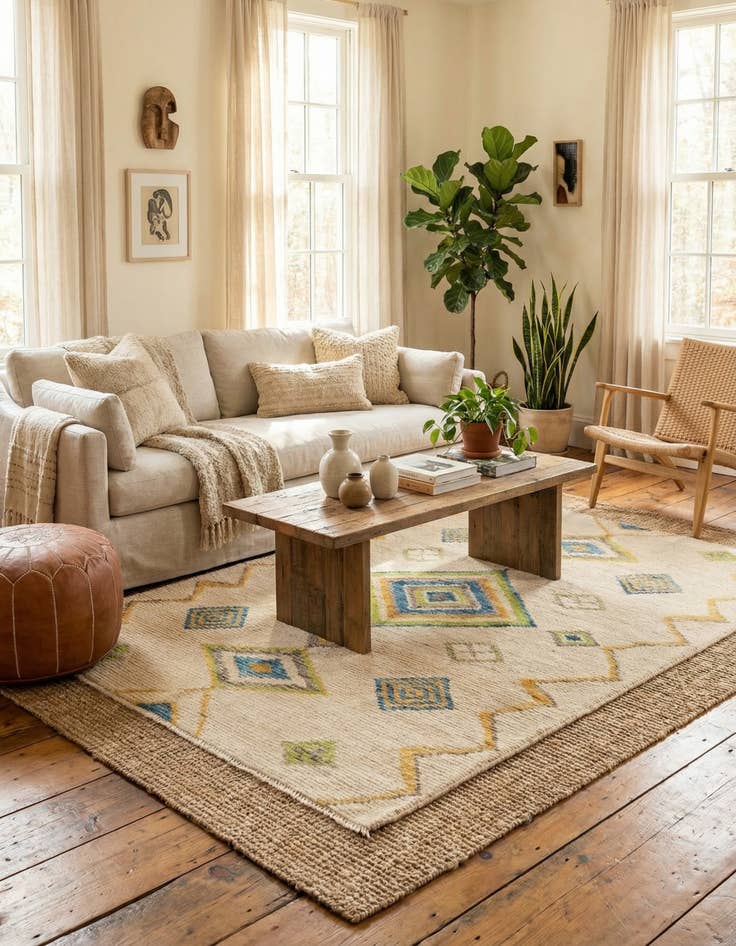 Detail image of 5' 9 x 8' 3  Hand Knotted Moroccan Wool Rug