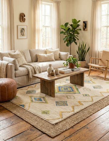 5' 9 x 8' 3 Hand Knotted Moroccan Wool Rug