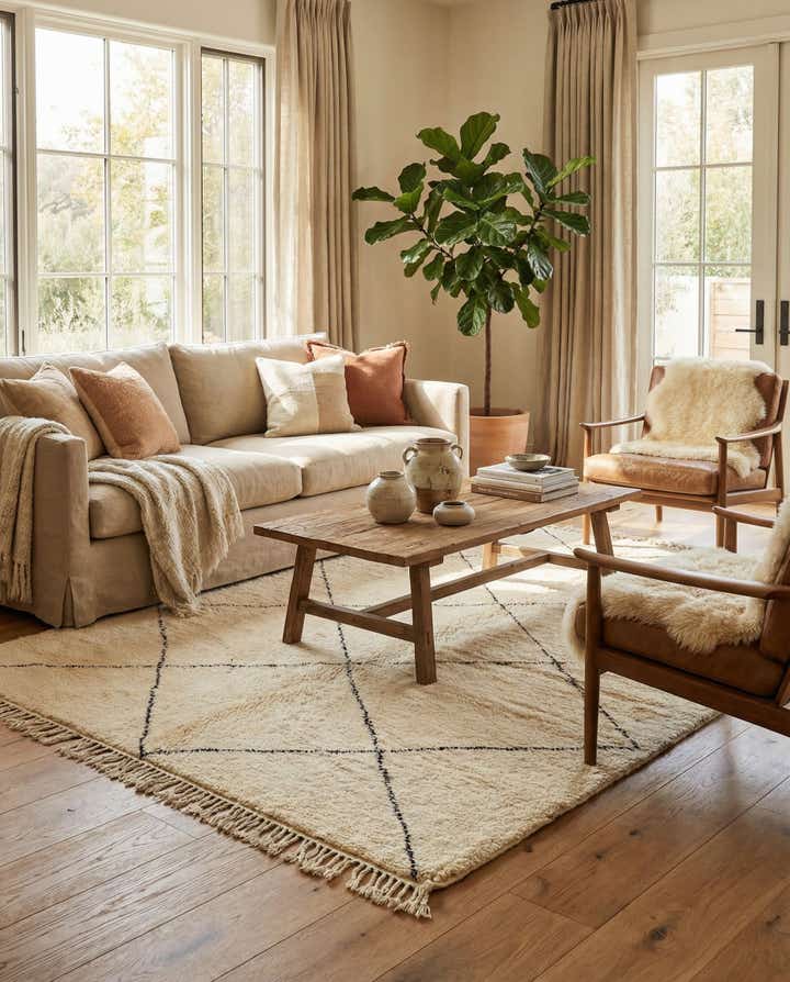 7' x 10' 2 Hand Knotted Moroccan Wool Rug