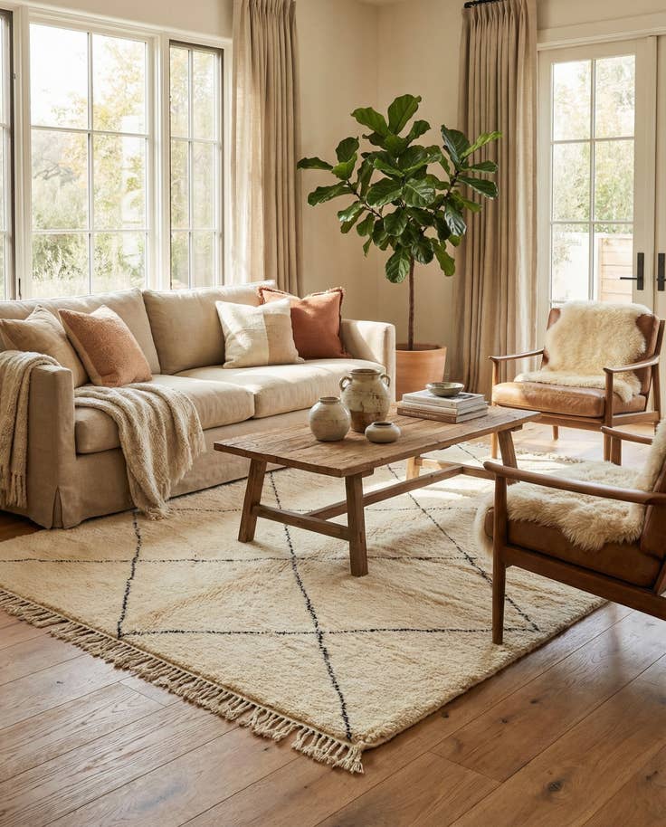 Detail image of 7' x 10' 2 Hand Knotted Moroccan Wool Rug
