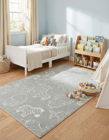 5' 3 x 8' Animals Whimsy Kids Rug