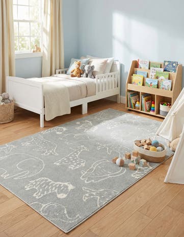 5' 3 x 8' Animals Whimsy Kids Rug