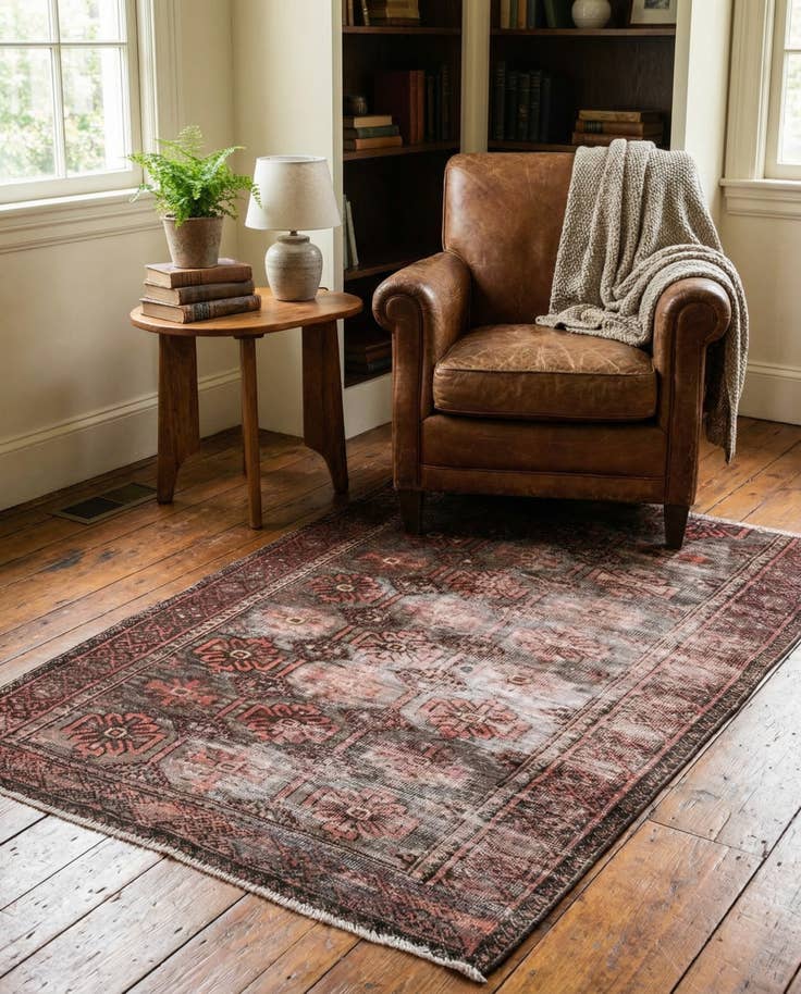 Detail image of 3' 5 x 4' 10 Hand Knotted Ultra Vintage Persian Wool Rug
