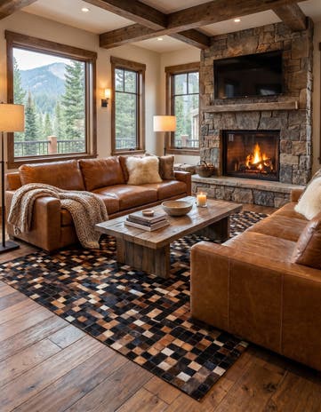 5' x 8' Cowhide Leather Rug
