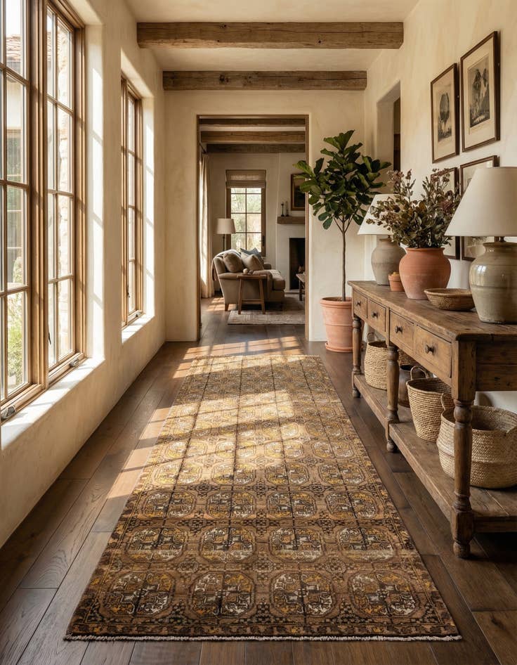 Detail image of 3' x 9' 4  Hand Knotted Afghan Akhche Wool Runner Rug