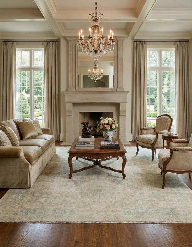 Detail image of 8' 8 x 11' 11  Hand Knotted Ziegler Rug