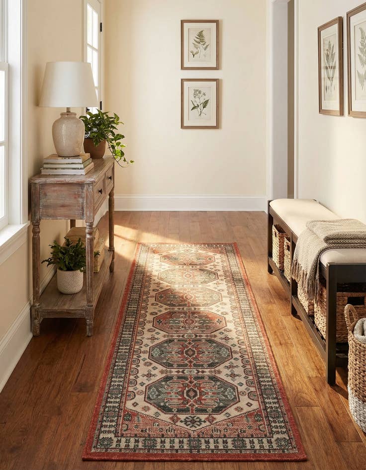Detail image of 2' 7 x 10' Easy-Clean Traditional Indoor / Outdoor Runner Rug