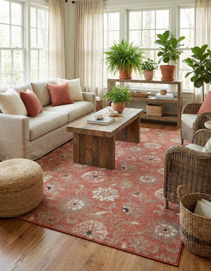 Detail image of  10' x 14' 2  Washable Botanical Indoor / Outdoor Rug