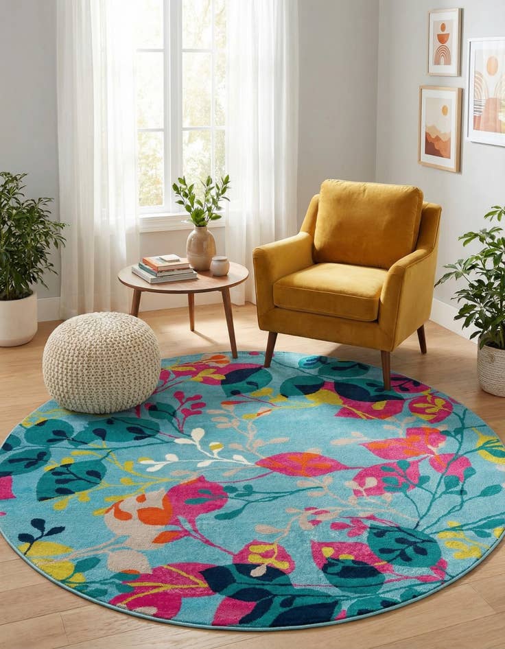 Detail image of  7' x 7' Azalea Round Rug