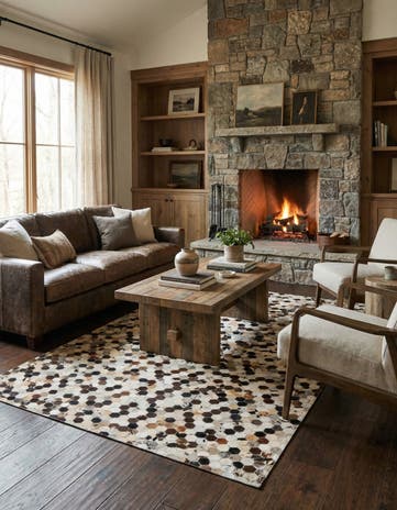 5' 1 x 8' Cowhide Leather Rug
