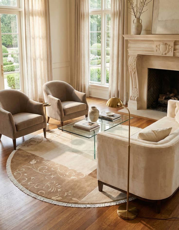 Detail image of  6' 8 x 6' 8  Hand Knotted Darya Wool Round Rug