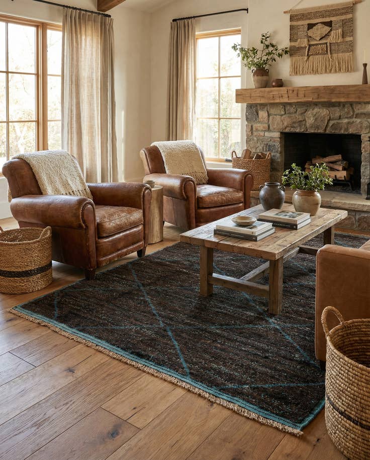 Detail image of 5' 1 x 8' 1 Hand Knotted Moroccan Wool Rug