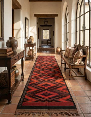 4' 1 x 14' 2 Hand Woven Kilim Fars Wool Runner Rug