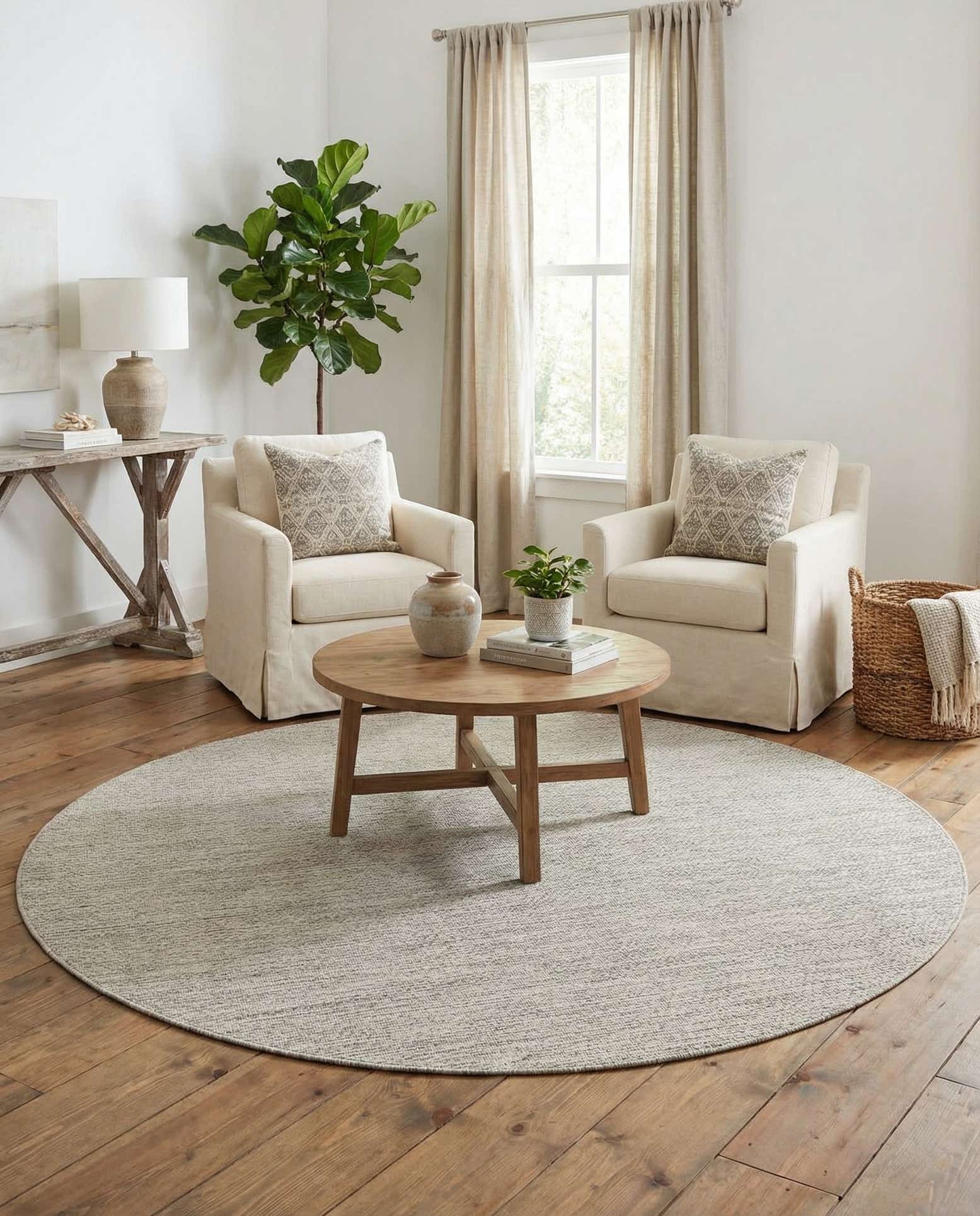 6' x 6' Easy-Clean Solid Indoor / Outdoor Round Rug