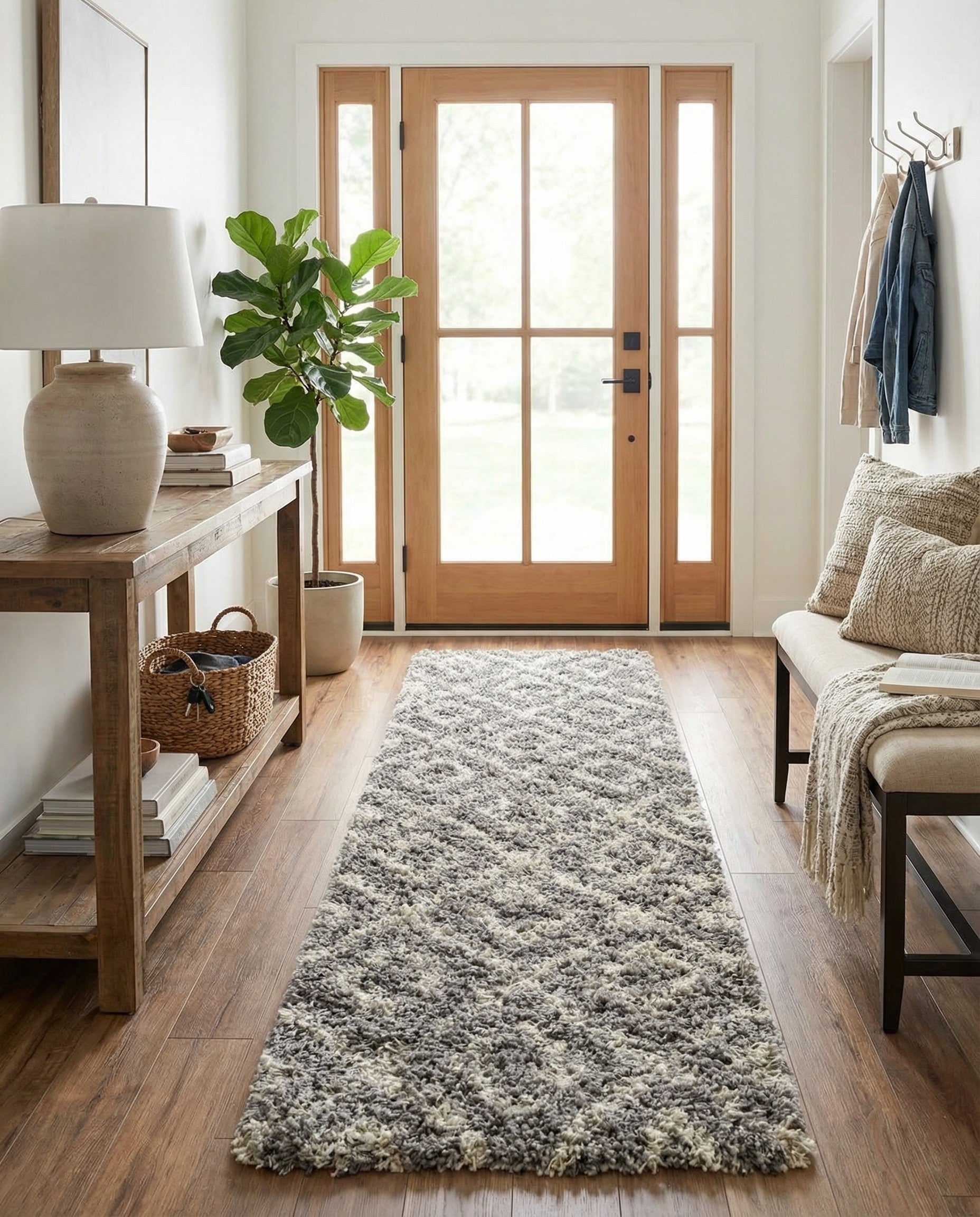 2' 7 x 10' Lattice Shag Runner Rug