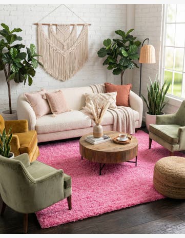 Taffy Pink Solid Shag Rug