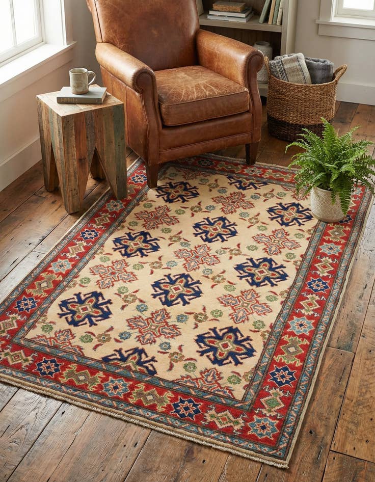 Detail image of 4' x 5' 10  Hand Knotted Kazak Rug