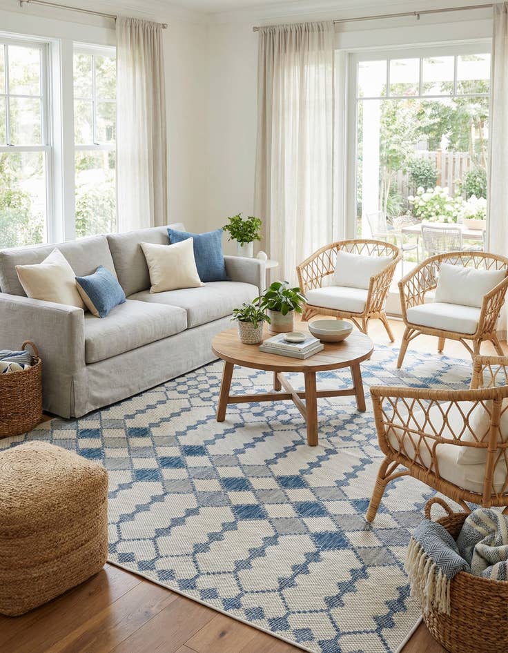 Detail image of 9' x 12'  Washable Trellis Indoor / Outdoor Rug