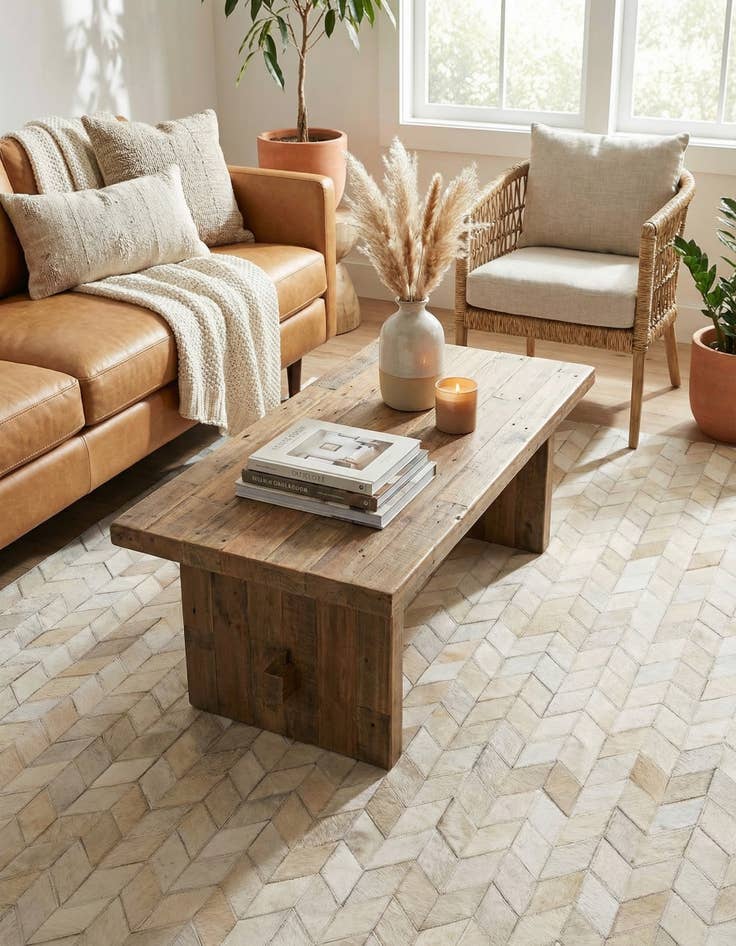 Detail image of  4' x 5' 11 Cowhide - Patchwork Rug