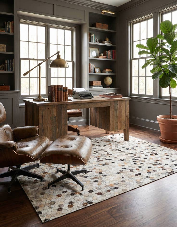 Detail image of 5' 4 x 7' 7 Cowhide Stocks Rug