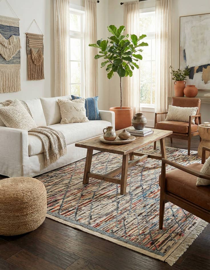 Detail image of  6' 1 x 9' 2  Hand Knotted Moroccan Wool Rug