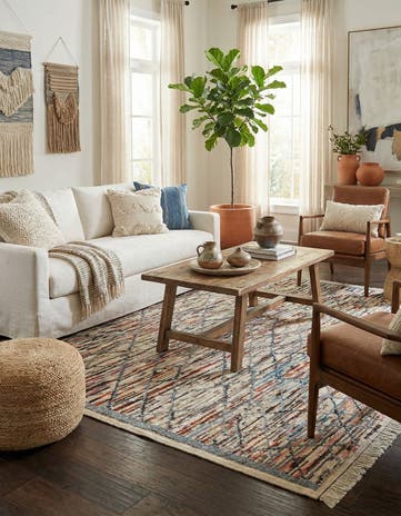 6' 1 x 9' 2 Hand Knotted Moroccan Wool Rug