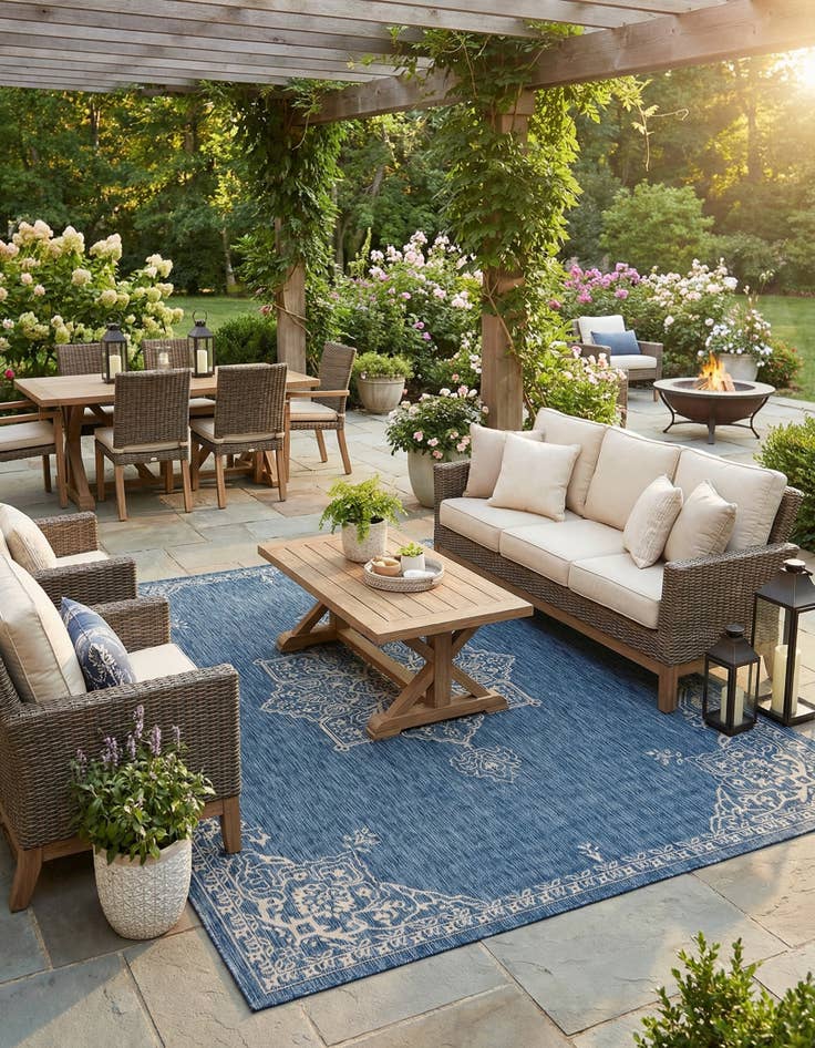 Detail image of 10' x 13'  Washable Traditional Indoor / Outdoor Rug