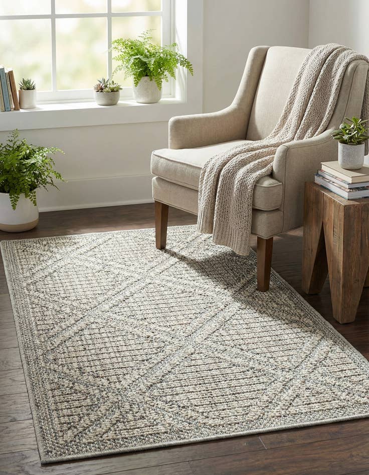 Detail image of  2' x 3' 1  Washable Lattice Indoor / Outdoor Rug
