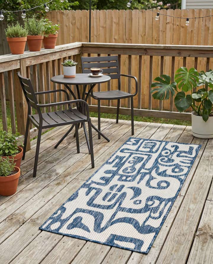 2' x 4' Easy-Clean Modern Indoor / Outdoor Runner Rug