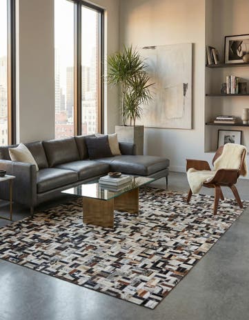 5' x 7' 10 Cowhide Leather Rug