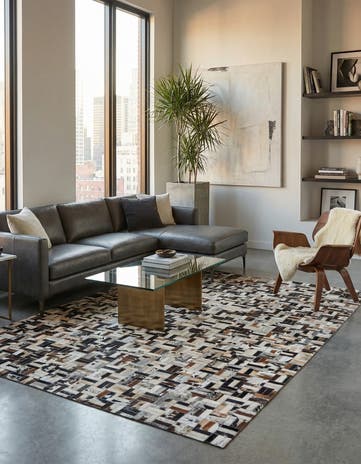 5' x 7' 10 Cowhide Leather Rug