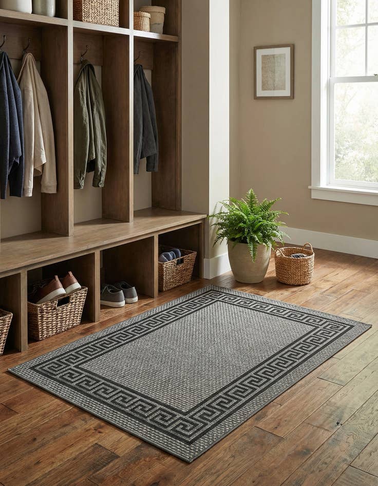 Detail image of 4' x 6'  Washable Border Indoor / Outdoor Rug